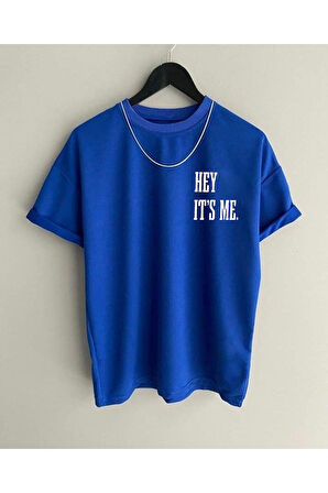 Oversize Hey It's Me Baskılı Siyah Tshirt