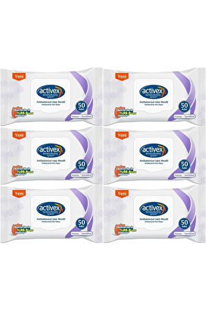 Activex Islak Havlu Mendil Hassas 50 Yaprak 6 Lı Set (300 Yaprak) Plastik Kapaklı