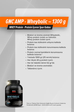 AMP - Wheybolic – 1300 g (25 servis) - Bisküvi ve Krema Aromalı