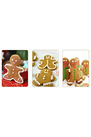 Plastik Adam Insan Şekilli Kurabiye Kalıbı 2’li Set Desenli Şeker Hamur Kesici Şekillendirici Aparat