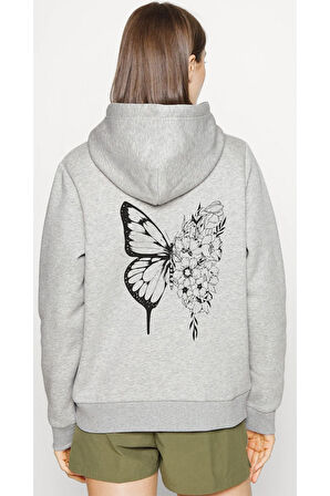Unisex Baskılı Oversize Kapşonlu Sweatshirt
