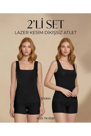 2' li Kadın Lazer Kesim Atlet İz Yapmayan Pamuklu Kumaş Dikişsiz