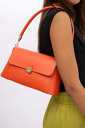 MERİ MODEL TURUNCU KADIN OMUZ VE KOL ÇANTASI