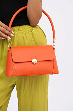 MERİ MODEL TURUNCU KADIN OMUZ VE KOL ÇANTASI