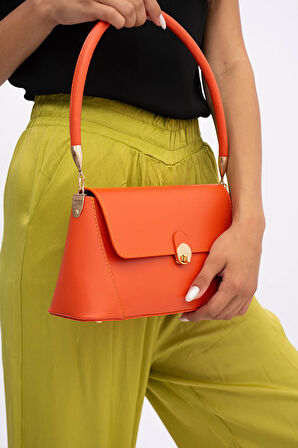 MERİ MODEL TURUNCU KADIN OMUZ VE KOL ÇANTASI