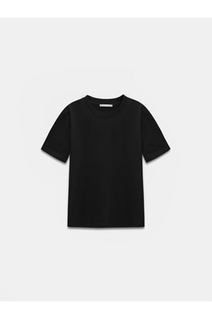 30312 Dekoratif Dikişli Bisiklet Yaka Tshirt-Siyah
