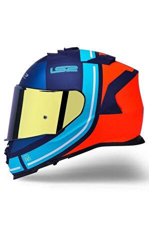 Storm 2 Slant Mat Mavi Turuncu Kask