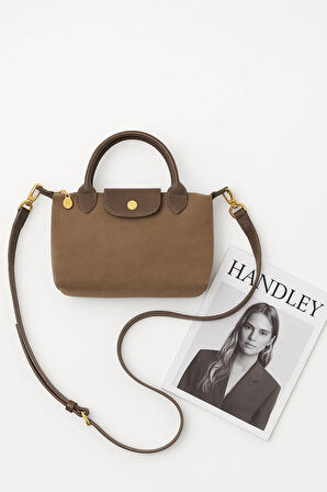 Lilyana – Deri Detaylı Süet El ve Omuz Çantası