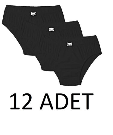 Tutku 0109 (5NO-XXL) 12 ADET Penye Kom %100 Pamuk Slip Erkek Külot siyah