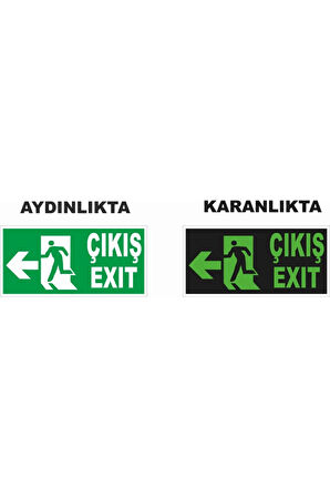 Çıkış Exıt Sol Ok Fosforlu Levha