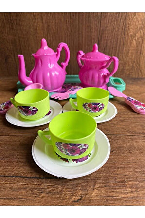 Çay Seti 14 Parça OYUNCAK EVCİLİK OYUN SETİ ÇAY KAHVE SETİ EĞİTİCİ OYUNCAK EVCİLİK OYUNLARI