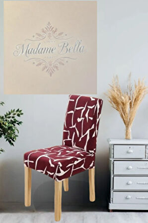 1 adet Bordo Renk Zebra Desen Tüylenmez Kaymaz Esnek Lastikli Dijital Sandalye Kılıfı,45x45x60 Ölçü