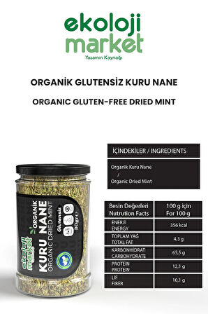 Organik Glutensiz Kuru Nane 30 Gr x2 / Organic Gluten-Free Dried Mint 30 Gr x2