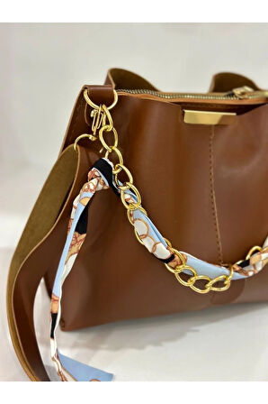 Fularlı 3 gözlü Taba çapraz ve omuz çantası