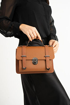 Vegan Deri Ayarlanabilir Uzun Askılı Kilitli Kadın Çantası Omuz Çantası