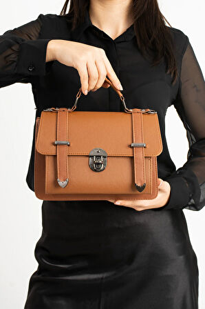 Vegan Deri Ayarlanabilir Uzun Askılı Kilitli Kadın Çantası Omuz Çantası