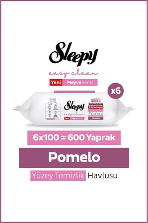 Sleepy Meyve Serisi Yüzey Temizlik Havlusu Mendili Pomelo 6x100 (600 Yaprak)