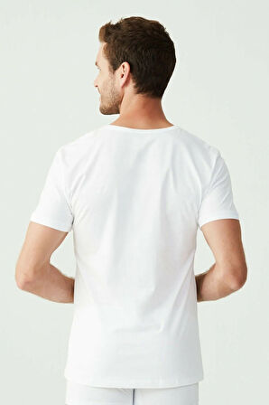 80199 Erkek Beyaz 2'li Kısa Kol V Yaka Atlet