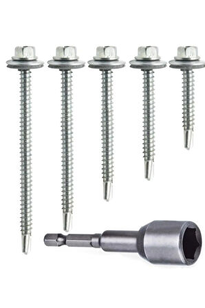 100 Adet 5,5x25 Mm Çatı Vidası Matkap Uçlu Trapez Sac Vidası Akıllı Vida