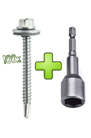 100 Adet 5,5x25 Mm Çatı Vidası Matkap Uçlu Trapez Sac Vidası Akıllı Vida