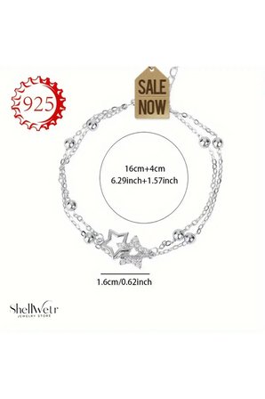 Starwhirl Yıldızlı 925 Gümüş Bileklik gümüş yıldız bileklik Sevgiliye verilecek güzel gümüş hediye