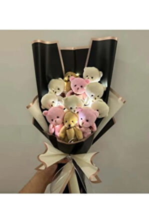 Ledli 11'li Renkli Ayıcık Buketi