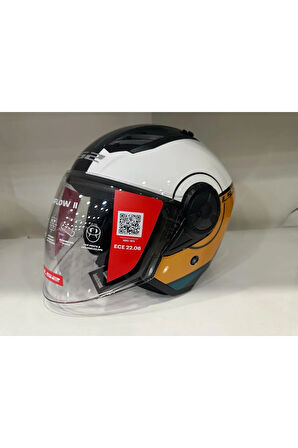 KASK LS2 AIRFLOW 2 COVER SİYAH-BEYAZ-GOLD PARLAK