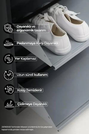 Kilitli 5'li Metal Ayakkabılık - Açık Gri