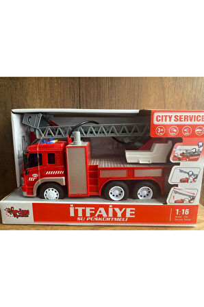 Sürtmeli Sesli Işıklı Su Püskürtmeli İtfaiye Aracı Oyuncak İtfaiye Arabası Merdivenli Su Püskürtür