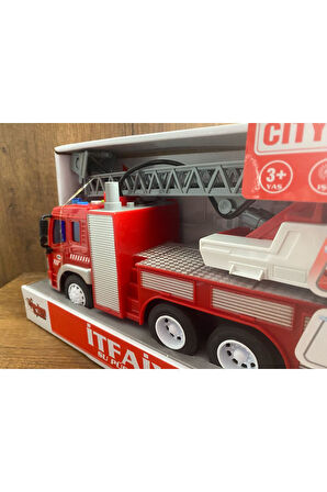 Sürtmeli Sesli Işıklı Su Püskürtmeli İtfaiye Aracı Oyuncak İtfaiye Arabası Merdivenli Su Püskürtür