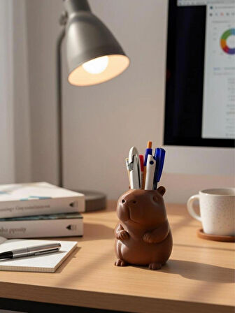 Kapibara Kalemlik Figür Sevimli Capybara Masaüstü Organizer Kırtasiye Ofis Hediyesi