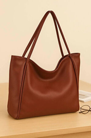 Lüks Büyük Boy Deri Görünümlü Omuz Çantası – Şık & Geniş Hacimli