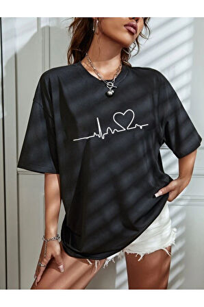 LUNAVISTA Kalp Atışı Baskılı unisex T-shirt