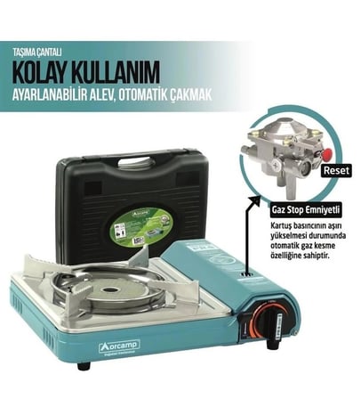 Orcamp Pro Seramik Portatif Kamp Ocağı Mavi CK-508 + 6 Ad 227gr Gaz
