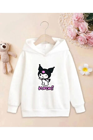 Kız Çocuk Kuromi Baskılı Kapüşonlu Sweatshirt