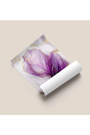 Çerçevesiz Poster, Dijital Baskı, Çiçek Temalı Mermer Desen Poster , Modern, Soyut Minimalist Poster