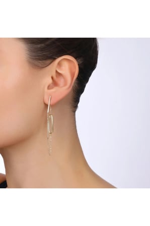 Altın Sallantılı Tasarım Küpe - 14K