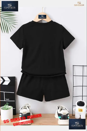Çocuk UNISEX “KIRAZ LEOPAR KURDELE CHERRY YAZI“ Özel Baskılı Bisiklet Yaka Tişört - Şort Takım