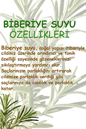 Biberiye Suyu ( Rosemary Floral Water ) 125 ml Saç Bakım Destek Serum (Alkol paraben boya içermez )