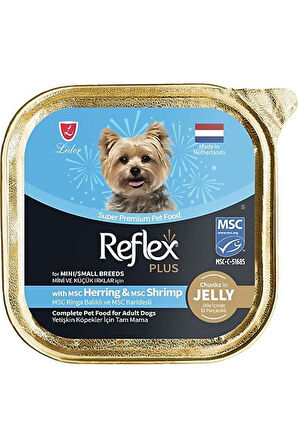 Jöle İçinde Et Parçacıklı Ringa Ve Karidesli Küçük Irk Yetişkin Köpek Konservesi 85gr - 24 Adet