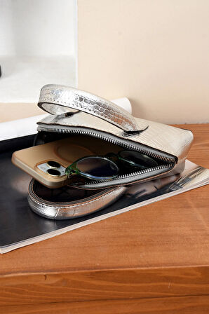 Lüks Tasarımlı Çapraz Çanta Timsah Deri Baskılı