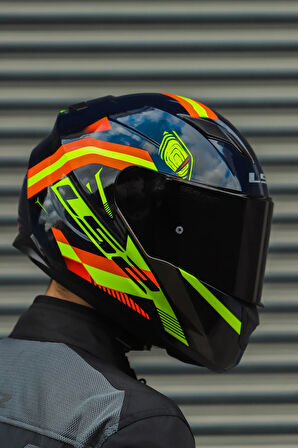 Stream Evo Reflex Mavi Turuncu Kask + Dahili Bluetooth Kulaklık