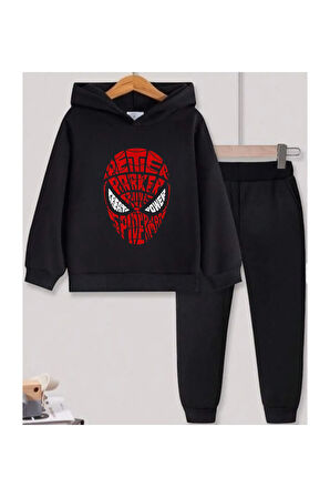 PETER PARKER SPİDERMAN BASKILI KAPÜŞONLU ÇOCUK EŞOFMAN TAKIMI