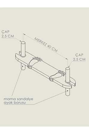 Mama Sandalyesi Ayak Koyma Desteği Beyaz ve 6 adet İthal Conta