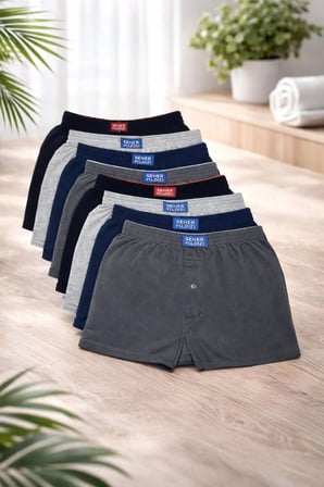 Erkek Penye Boxer 8'Li Set