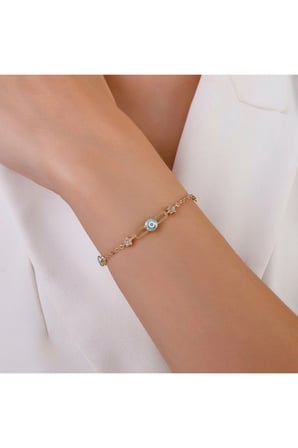 Altın Nazar Boncuklu Bileklik - 14K