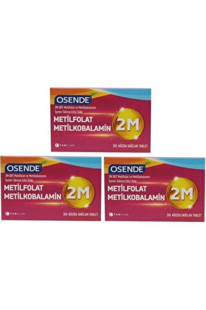 Osende 2m Odt Metilfolat & Metilkobalamin 30 Ağızda Dağılan Tablet 3 Adet