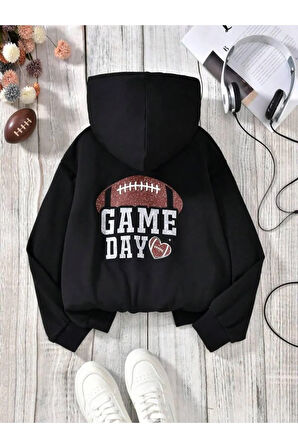 Erkek Çocuk Game Day Sırt Baskılı Kapşonlu Sweatshirt