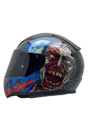 Rapıd 2 Zombıe Siyah-kırmızı Kask Mavi Cam Spoiler-şeffaf Cam Hediye