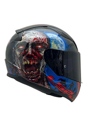 Rapıd 2 Zombıe Siyah-kırmızı Kask Mavi Cam Spoiler-şeffaf Cam Hediye